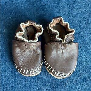 Robeez Brown Leather Infant Moccasins - 0-6mo